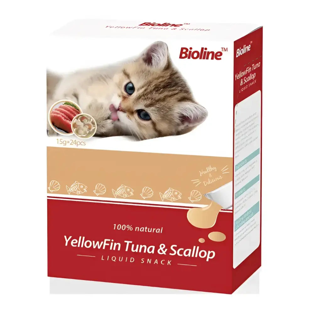 Bioline cat treats 15g x 24 flavor yellowfin tuna & scallop
