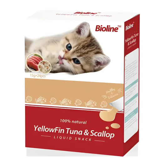 Bioline cat treats 15g x 24 flavor yellowfin tuna & scallop