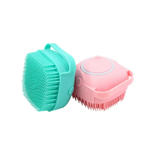 Pet massage bath brush shampoo dispenser