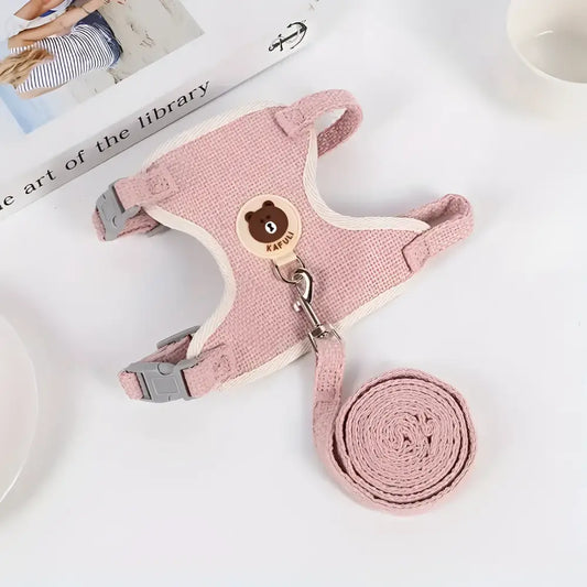 Comfort-fit soft pet harness and leash set