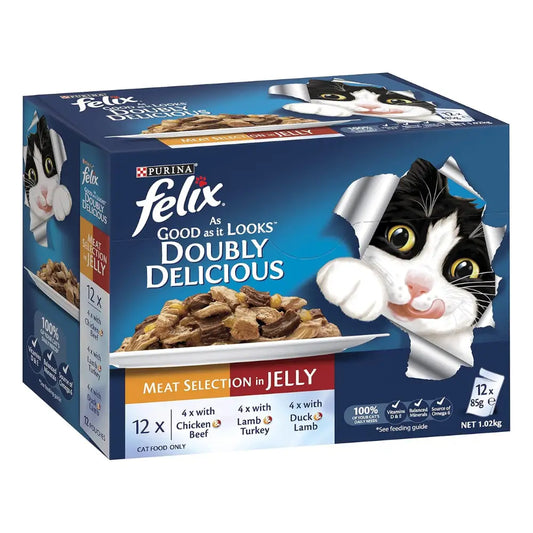Felix doubly delicious – meat selection in jelly (12 x 85g)