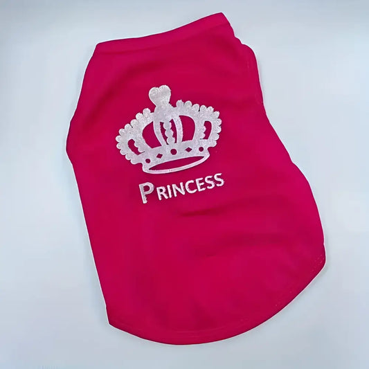 Princess crown printed pet t-shirt for dogs and cats