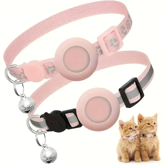 Reflective breakaway cat collar pack with adjustable holder and bell