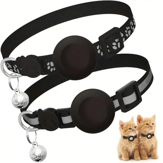 Reflective breakaway cat collar pack with adjustable holder and bell