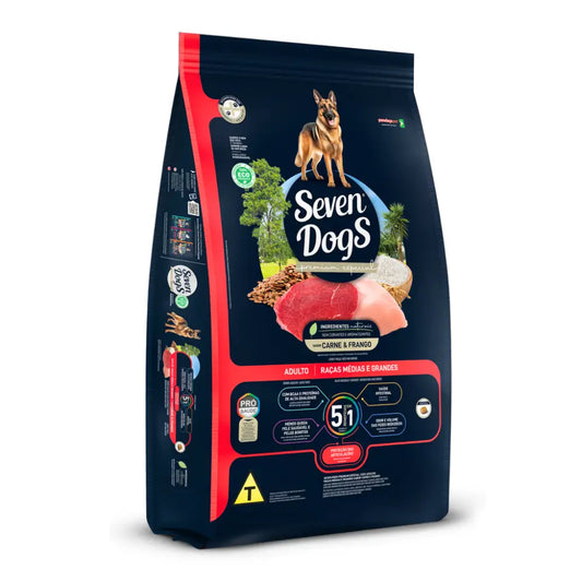 Seven dogs dog food for adult medium & large breeds – beef chicken 14kg