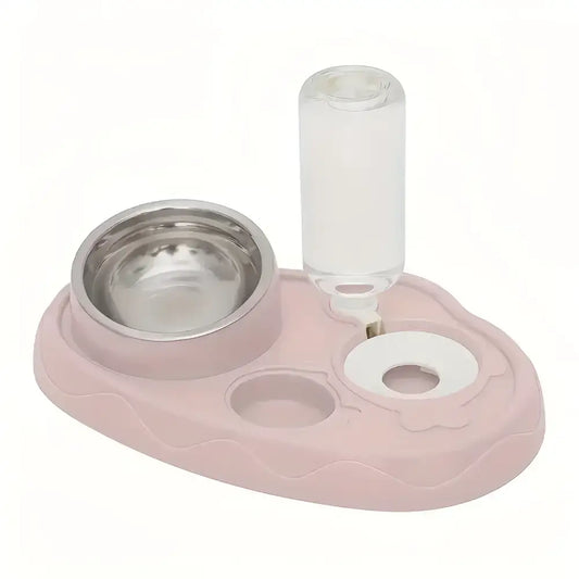 Stainless steel double pet bowl set for cats and dogs