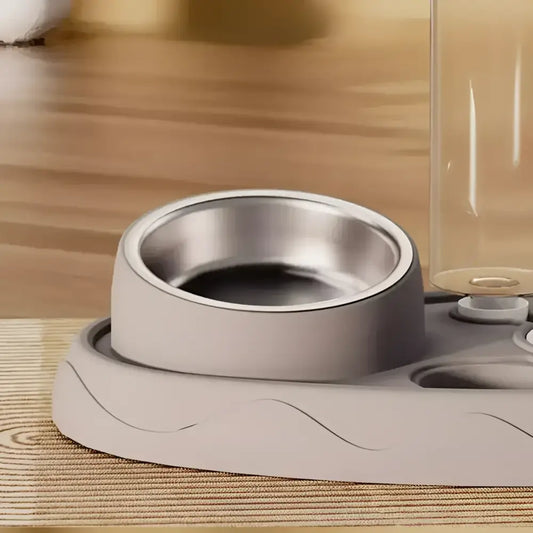Stainless steel double pet bowl set for cats and dogs