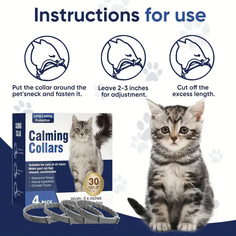 Adjustable calming collars for cats with clinically proven protection