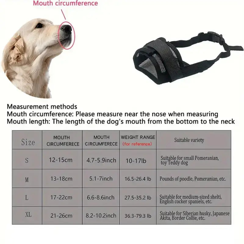 Adjustable dog muzzle for small to medium dogs with comfortable fit