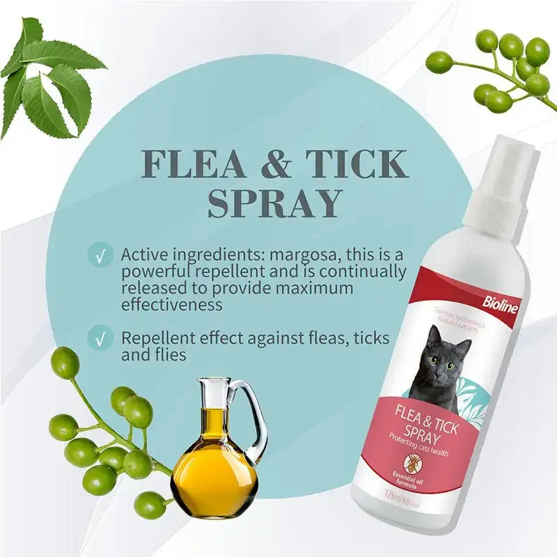 Bioline flea and tick spray for cat 175 ml