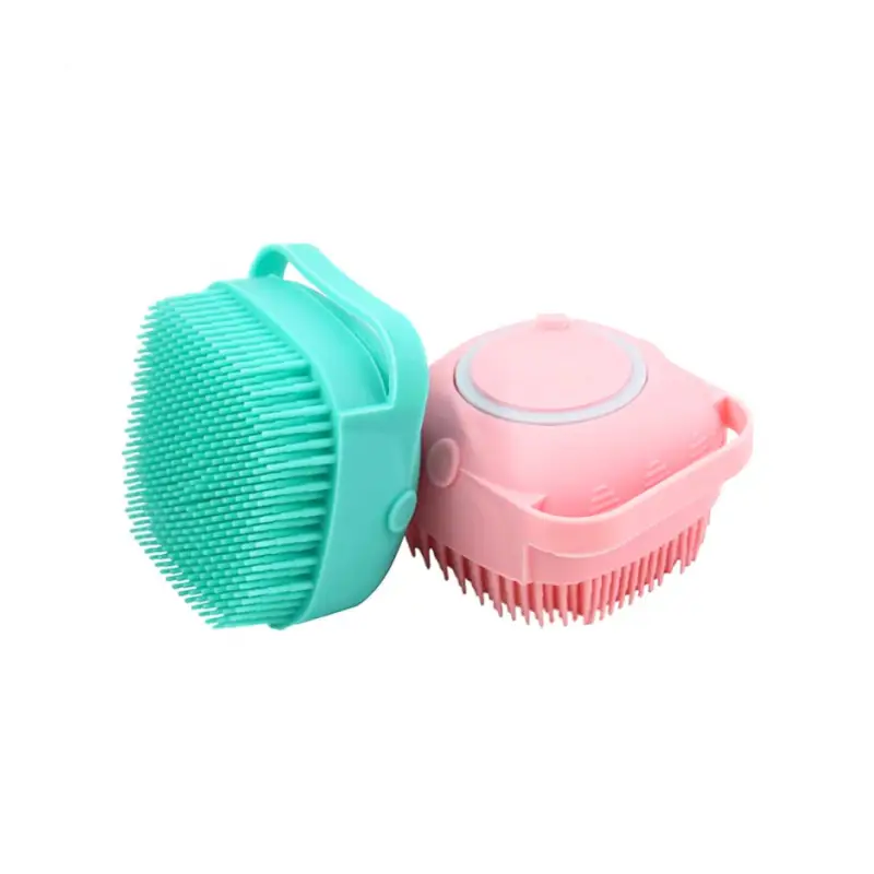 Pet massage bath brush shampoo dispenser