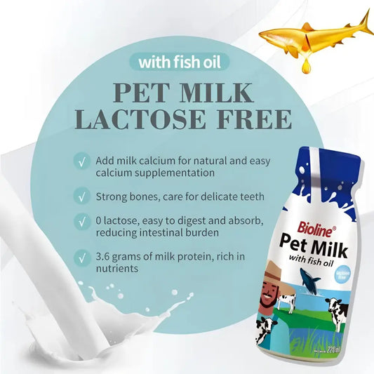Bioline pet milk with fish oil for cats & dogs – 220ml
