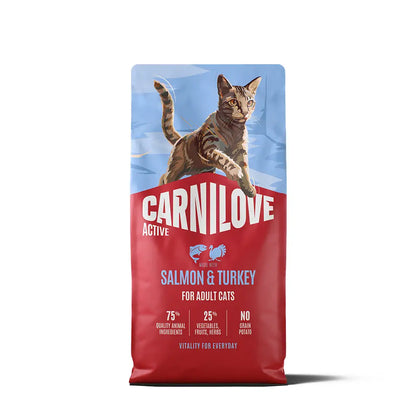 Carnilove active salmon & turkey for adult all breeds dry cat food