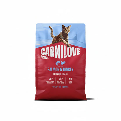 Carnilove active salmon & turkey for adult all breeds dry cat food