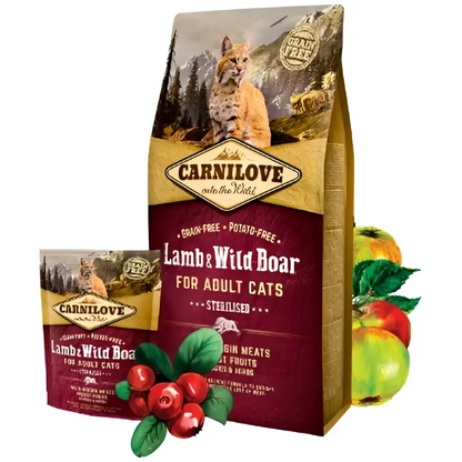 Carnilove lamb & wild boar for adult cats-sterilized dry food | 2kg