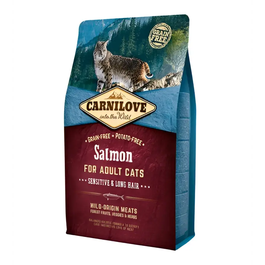 Carnilove salmon for adult cat dry food | sensitive & long hair