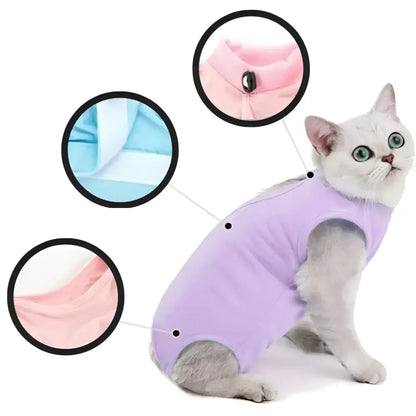 Cat recovery suit for post surgery and wound protection