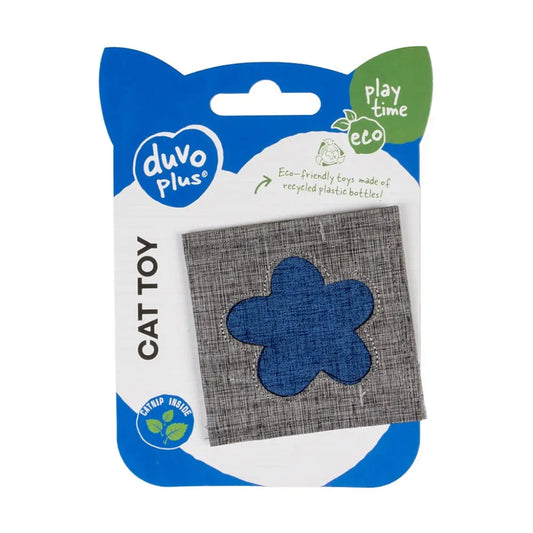 Duvo eco navy square catnip toy 8x8x1cm blue