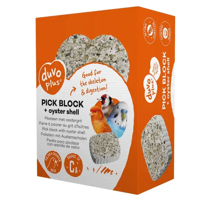 Duvo pick block with oyster grit and essential calcium for birds