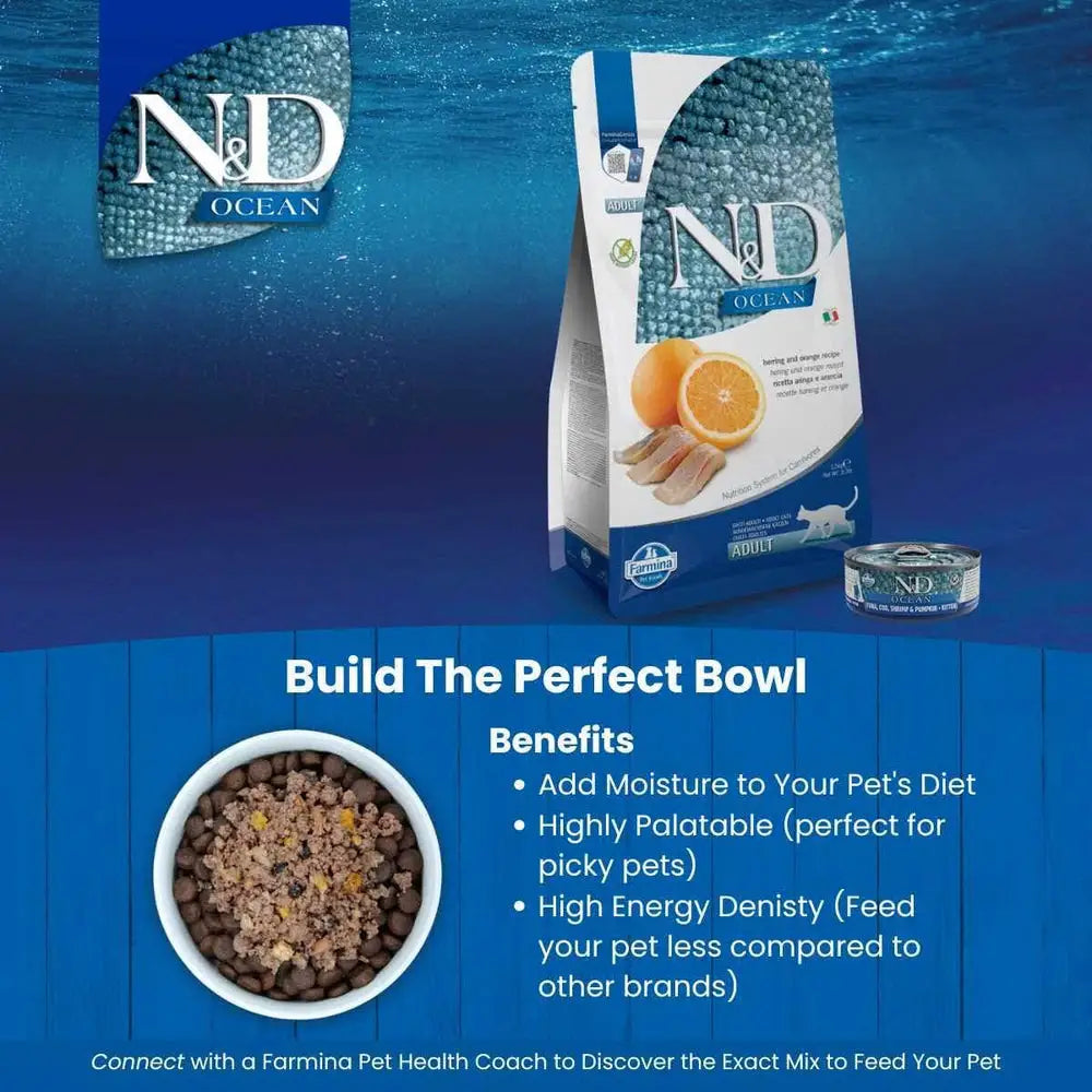 Farmina n&d ocean-herring and orange adult dry cat food
