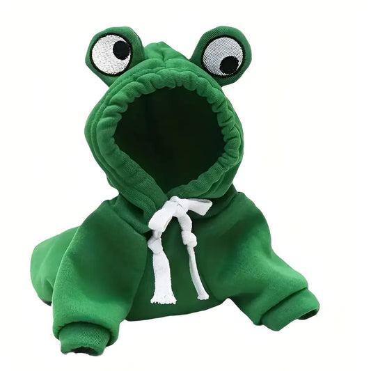 Frog-themed cozy knit sweatshirt for small cats