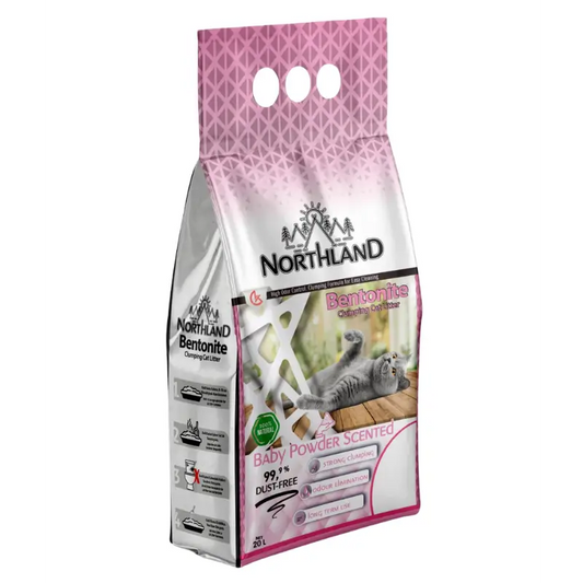 Northland bentonite clumping cat litter - baby powder volume - 20l