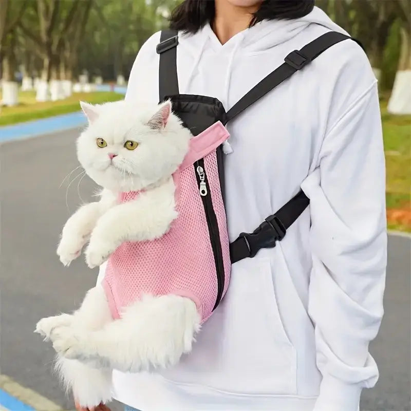 Pet carrier backpack for cats and small dogs pink