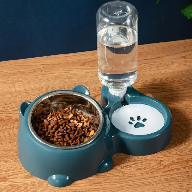 Plastic pet food and drinking set for cats dogs easy to clean