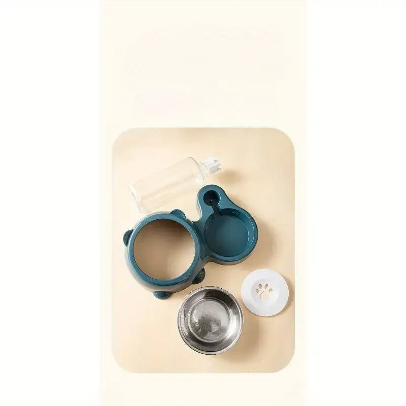 Plastic pet food and drinking set for cats dogs easy to clean