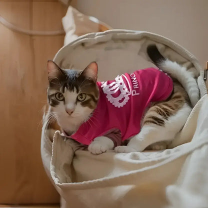 Princess crown printed pet t-shirt for dogs and cats
