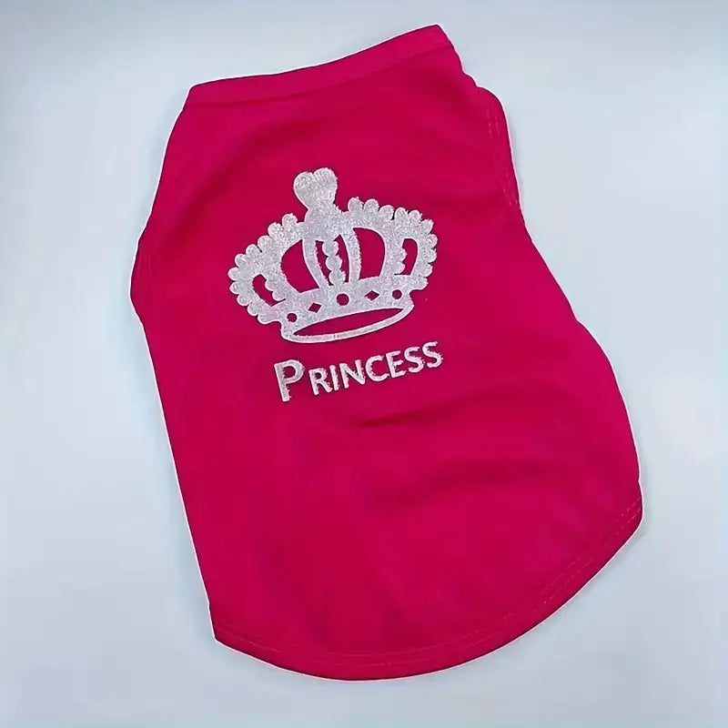 Princess crown printed pet t-shirt for dogs and cats