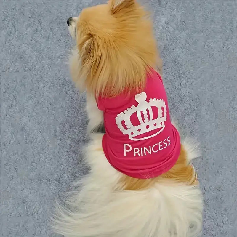 Princess crown printed pet t-shirt for dogs and cats