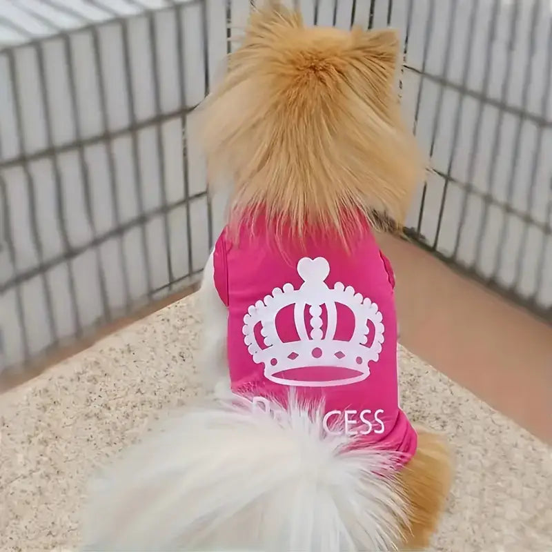 Princess crown printed pet t-shirt for dogs and cats