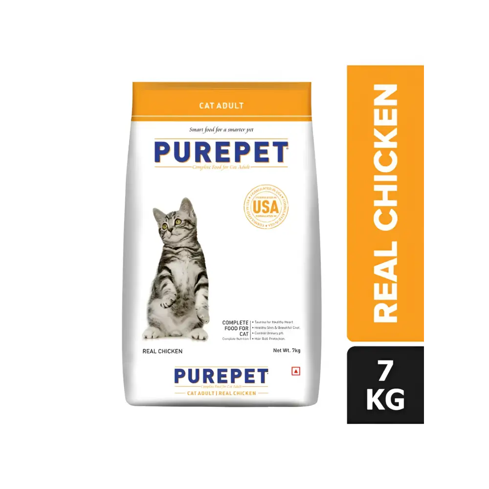 Purepet adult dry cat food | real chicken