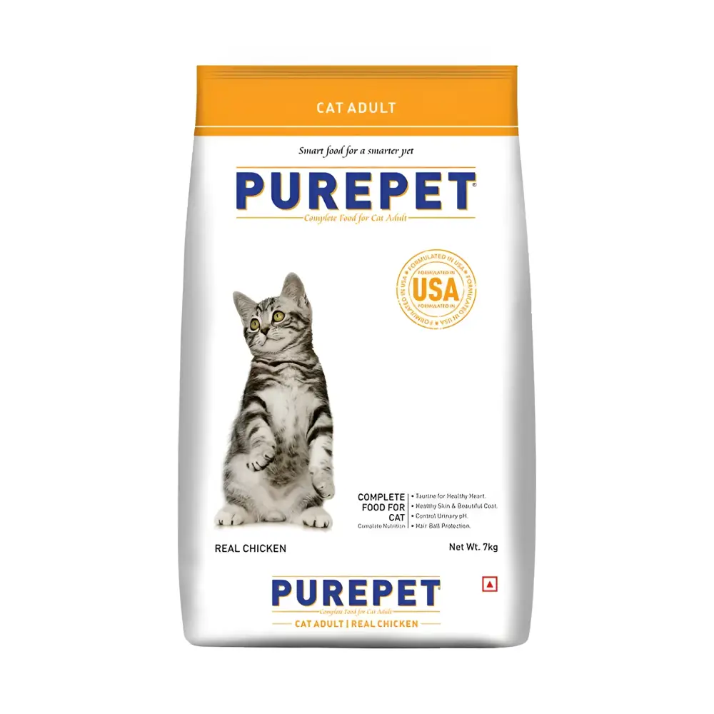 Purepet adult dry cat food | real chicken