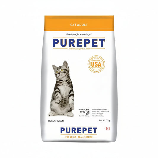 Purepet adult dry cat food | real chicken