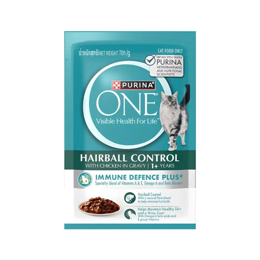 Purina one hairball control wet food with chicken in gravy for adult cats (1+ years) | 70g ×12