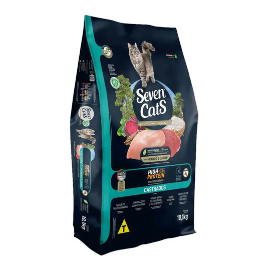 Seven cats cat food for sterilized-chicken & beef (high protein) |10kg + 100g