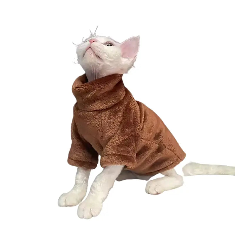 Sphynx cat sweater - stylish kitten hoodie & pet jumpsuit brown / s apparel