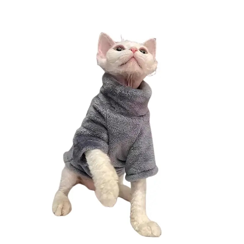 Sphynx cat sweater - stylish kitten hoodie & pet jumpsuit gray / s apparel