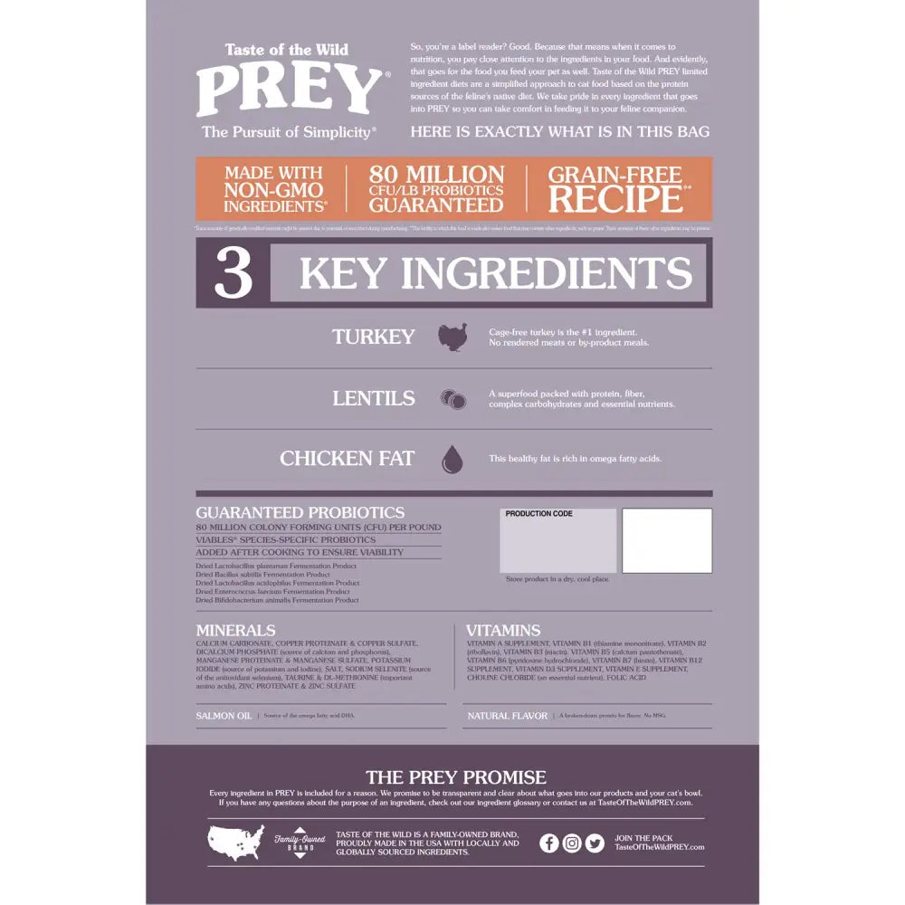 Taste of the wild prey turkey dry cat food